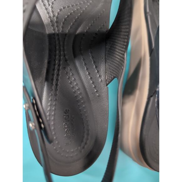 Women's Crocs Black LiteRide Brooklyn Low Wedge Platform Sandals Size 9 Black W - Picture 6 of 10